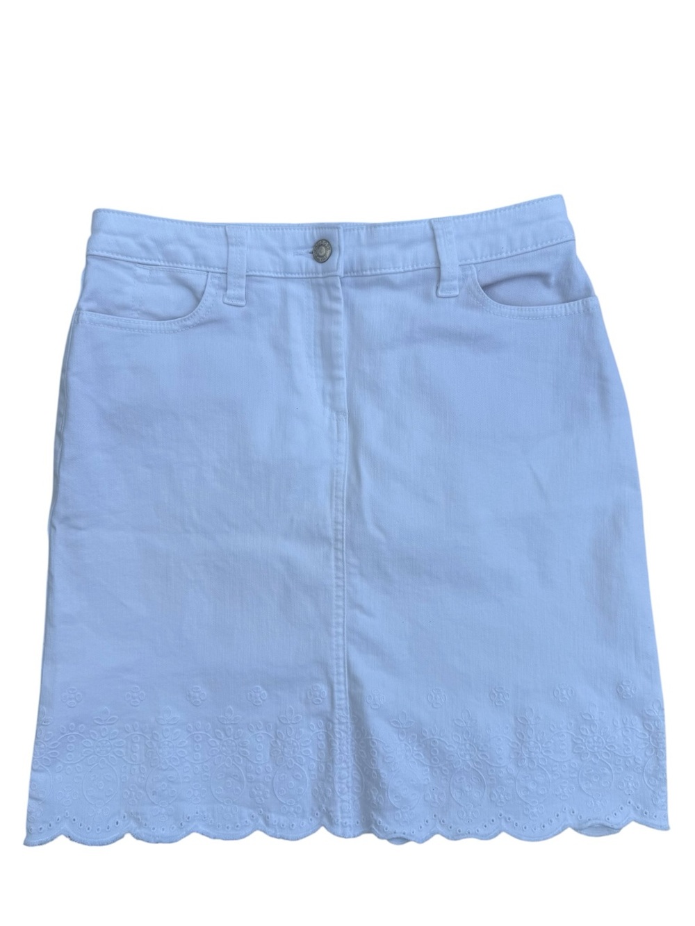Talbots White Eyelet Scallop-Hem Mini Skirt
